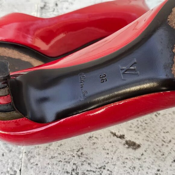 Louis Vuitton Women Pumps Heel Shoes Red Patent Leather Size 36 Made in Italy - Picture 12 of 12